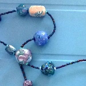 Earthenware ceramic shades of blue necklace